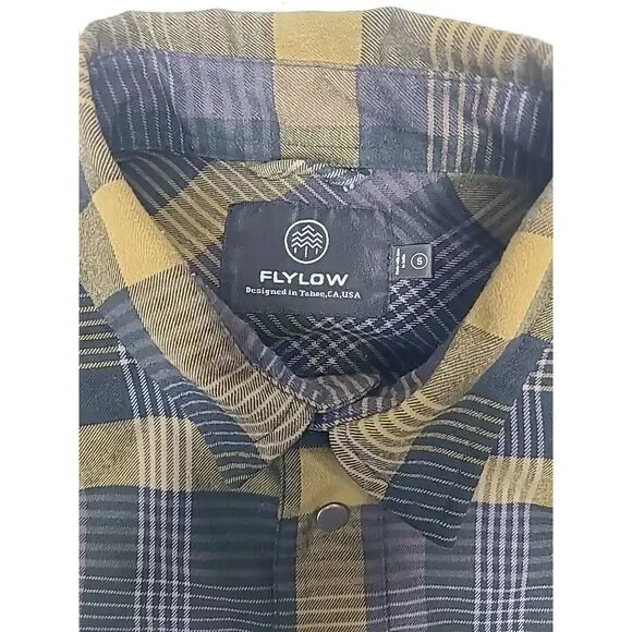 Flylow Handlebar Tech Flannel Men's Small Plaid Snap Button Shirt - Picture 7 of 8